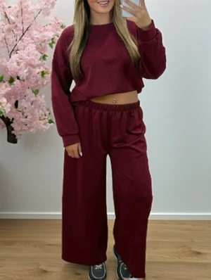 Plain Color Loose Sweatshirt Pant Sets