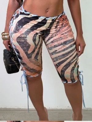Contrast Zebra Tie-wrap Capri Pants