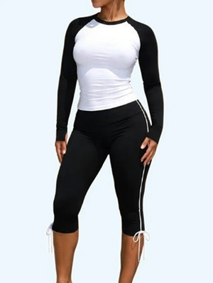 Colorblock Tie-wrap Knee Shorts Sets