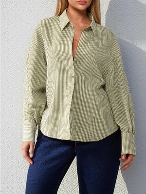 Vintage Striped Oversized Long Sleeve Shirt