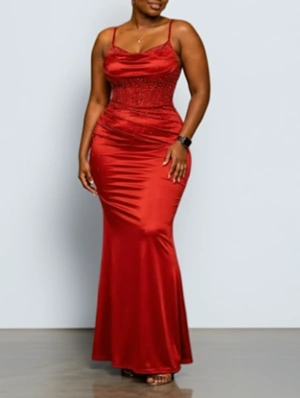 Embellished Fitted Sleeveless Maxi Dress