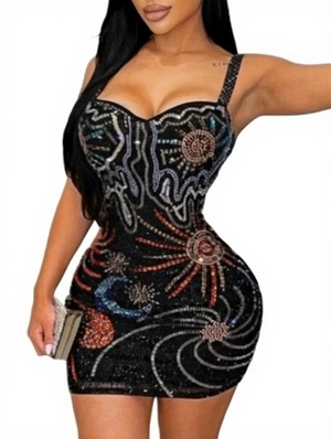 Luxury Embellished Sleeveless Mini Dress
