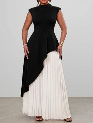 Asymmetrical Tops Pleated Skirt Sets