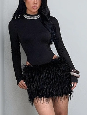 Gauze See Through Highneck Dress