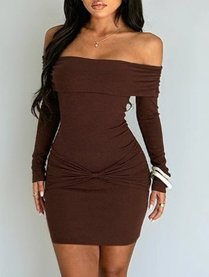 Boat Neck Off Shoulder Sheath Dress 