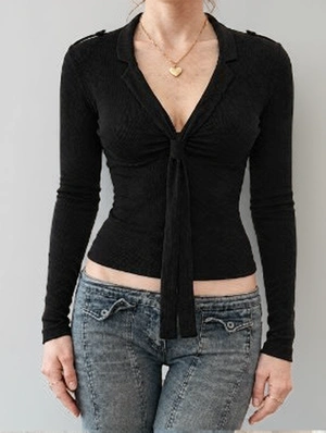 Solid Color Long Sleeve Knitting T-shirts