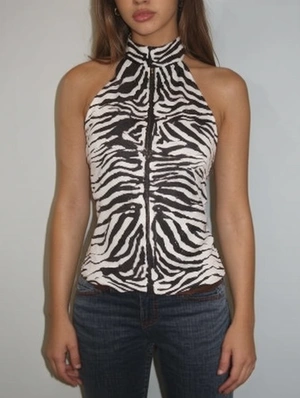 Halter Backless Zebra Print Slim Tank Top