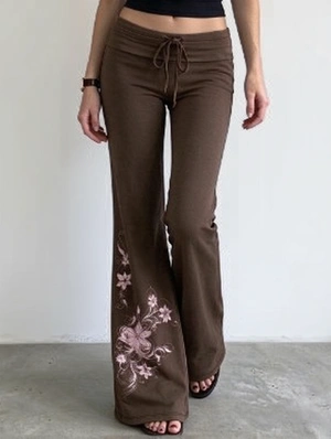 Print Flared Low Rise Pants