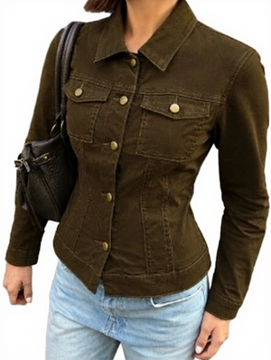 Down Collar Metal Button Jackets