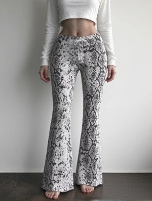 Snake Print Low Waist Flared Streetwear Pants
