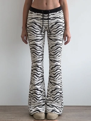 Zebra Contrast Tie Waist Low Waist Flare Pants