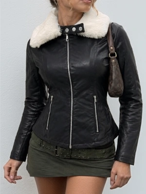 Patchwork Solid Color Fur Collar Coats