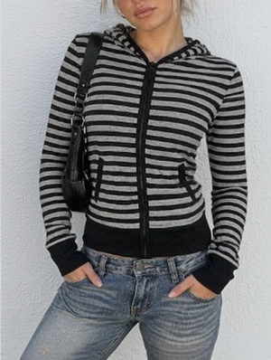 Striped Hooded Smock Coats