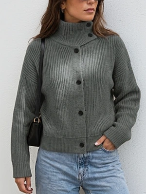 Highneck Button Grunge Cardigan