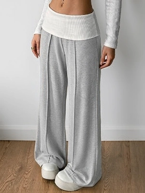 Contrast Color High Rise Wide Leg Pants