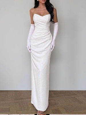 White Satin Mermaid Evening Gown