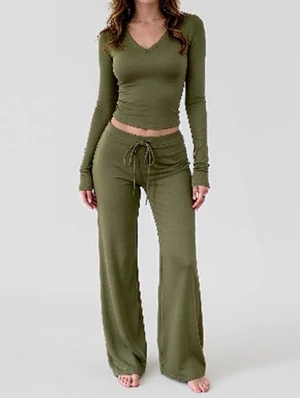 Long Sleeve Wide Leg Pants Two Piece