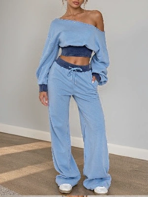 Asymmetric Long Sleeve Top Drawstring Jogger Set