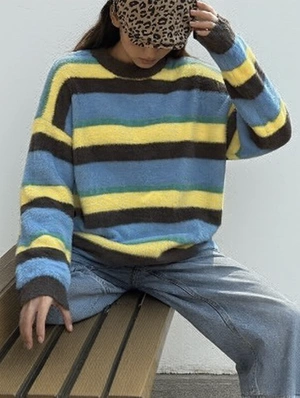 Pullover Striped Crewneck Sweater