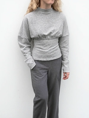 Chic Waist Cinched Solid Loose Sweatshirt