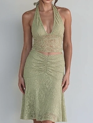 Lace Halter Mermaid Skirt Set