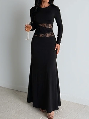 Black Lace Mermaid Party Dress