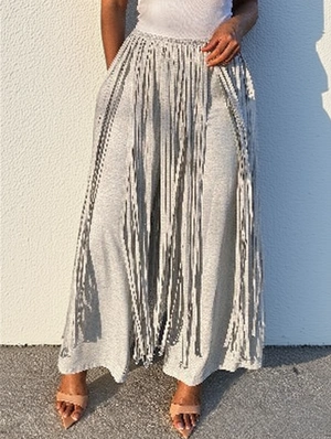 Tassel Overlay Wide Leg Loose Pants