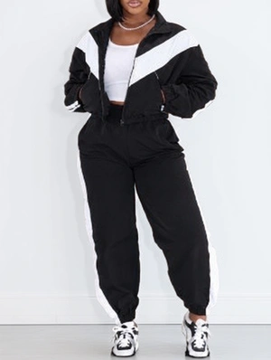Contrast Striped Trim Jackets Pant Sets