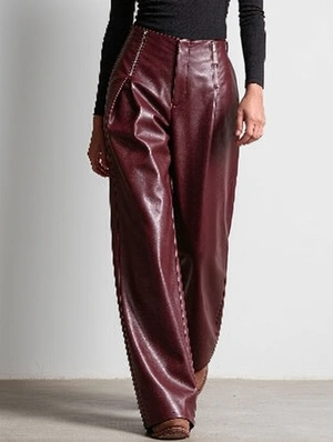 High Waist Loose Wide Leg PU Leather Pants