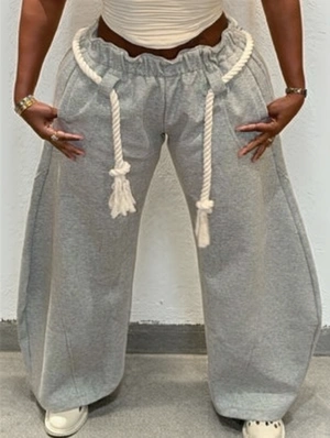 Twisted Rope Drawstring Wide Leg Pants