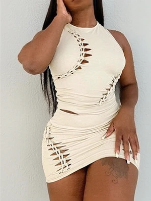 Burn-Out Cropped Bodycon Skirt Sets