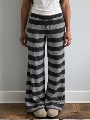 Striped Low Rise Drawstring Straight Loose Pants