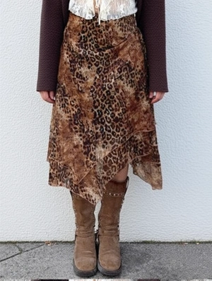 Irregular Leopard Gauze Skirts