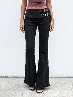 Y2K Metal Buckle Low Rise Flared Jeans