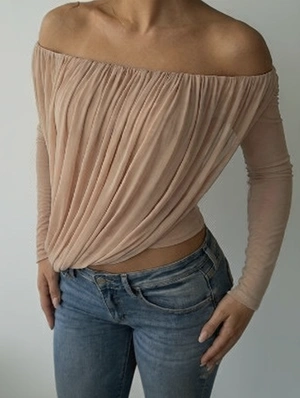 Ruched Off Shoulder Crop Top