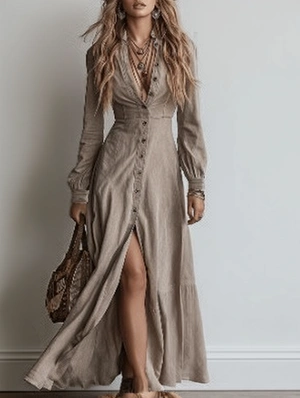 Stand Collar Knitting Long Sleeve Dress