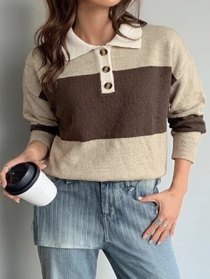 Polo Long Sleeve Woolen Pullover Sweater