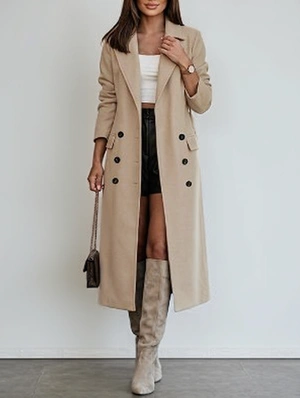 Pure Color Tie-wrap Double-breasted Coats
