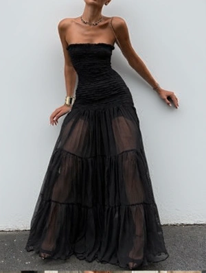 Patchwork Solid Color Gauze Dress