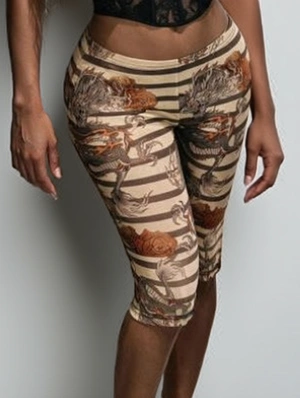 Flame Dragon Striped Gauze Knee Shorts