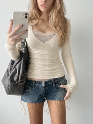 Y2K Stripe Layered Ruched Tee