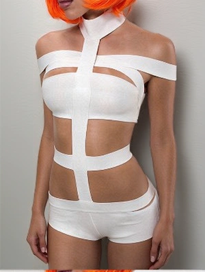 Hollow-out Halter Backless Fitted Rompers