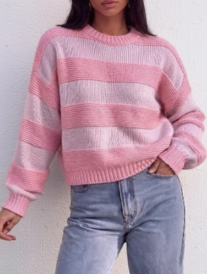 Striped Crewneck Long Sleeve Sweater