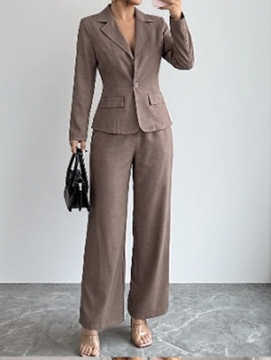 Lapel Long Sleeve Terylene Pant Sets