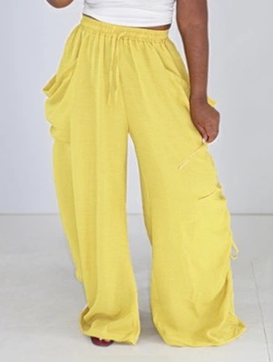Drawstring Ruched Loose Pocket Harem Pants