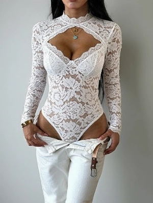 V Neck Long Sleeve Knitting Bodysuits