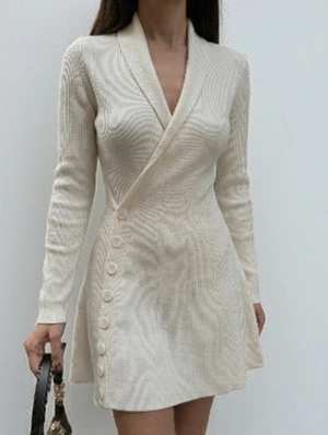 Pullover Acrylic Fibers High Rise Long Sleeve Dress