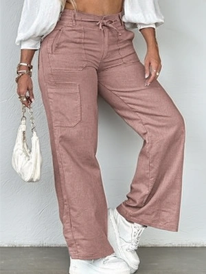 Solid Color Spandex High Rise Pants