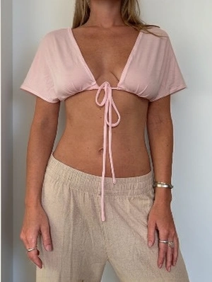 High Rise Lace Up Short Sleeve Open Front Top