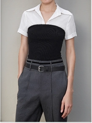 Faux Two Piece Short Sleeve Shirt Preppy Top